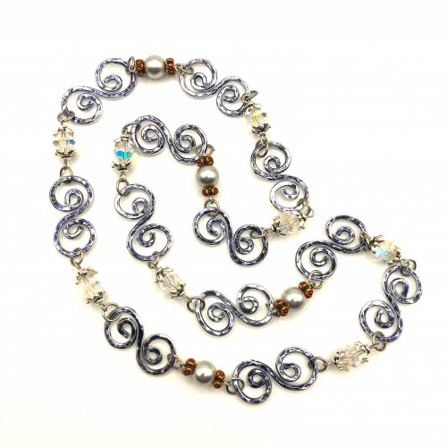 Kristal Wick's Chanel Necklace - , Contemporary Wire Jewelry, Spirals, Wire Spiral, Spiral Wire Wrap, Oxidizing Wire, Oxidizing, Antiquing Wire, Antiquing, Texturing, chanel wire necklace